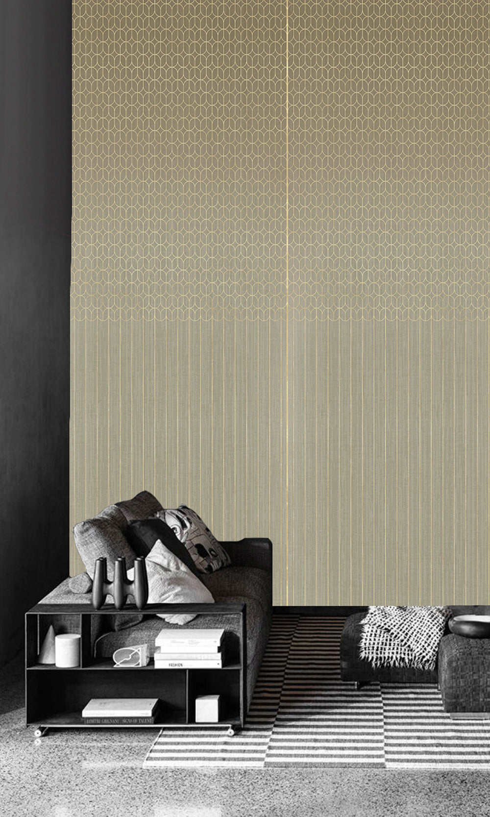 Gold Geometric Striped Murals M2636 - Sample