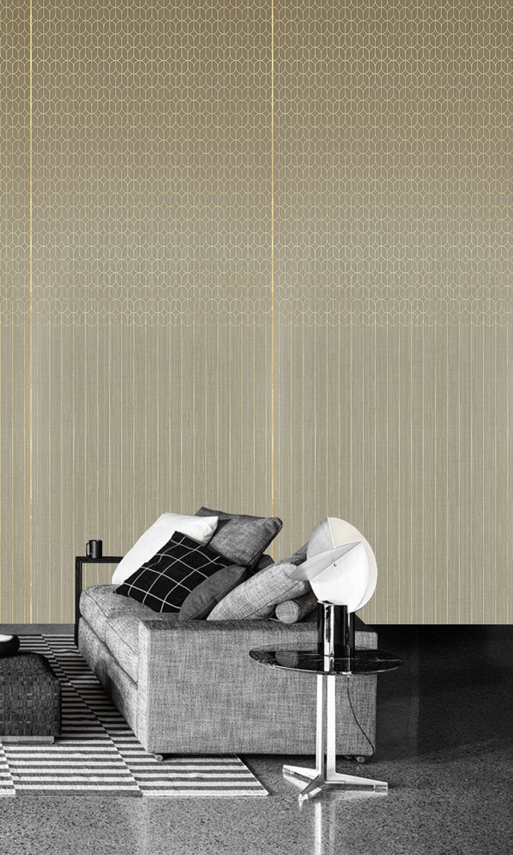 Gold Geometric Striped Murals M2636 - Sample