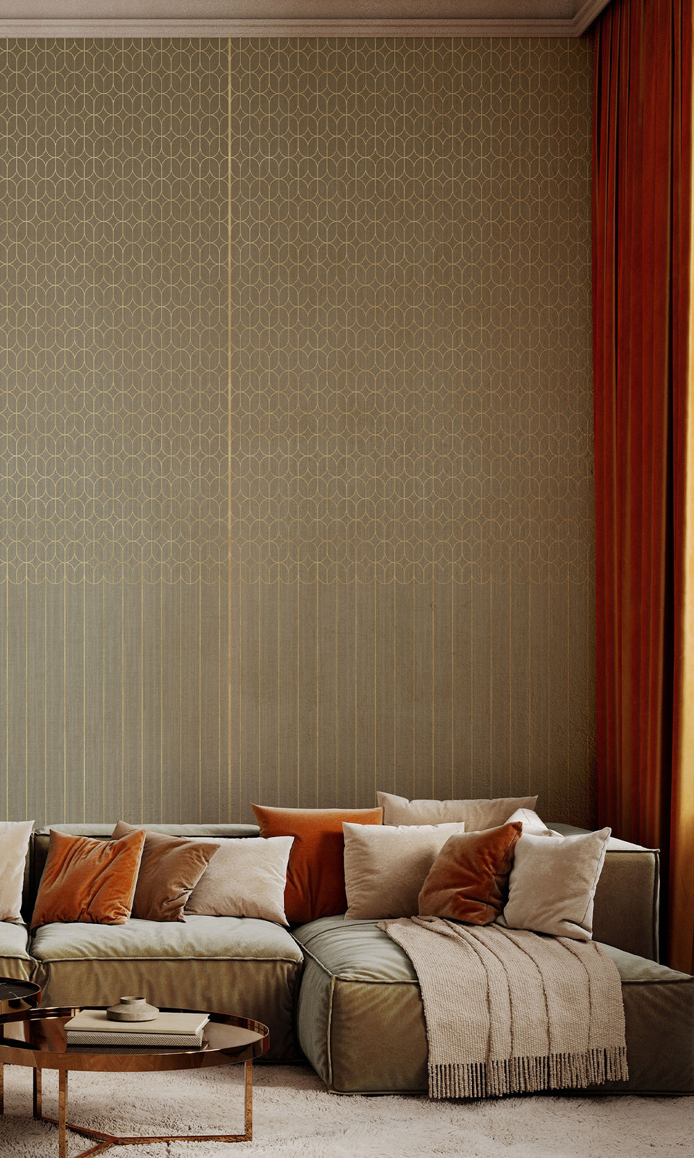 Gold Geometric Striped Murals M2636 - Sample