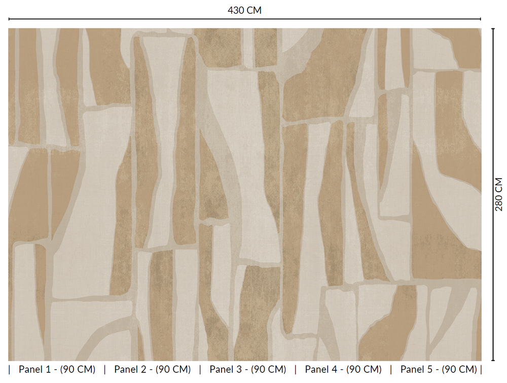 Taupe Abstract Geometric Collage Murals M2661 - Sample