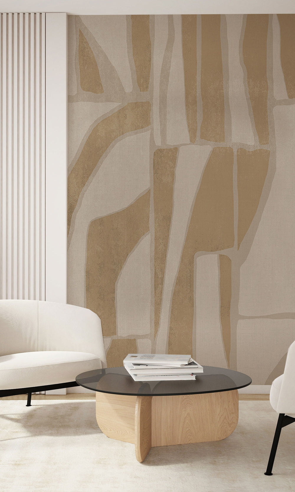 Taupe Abstract Geometric Collage Murals M2661 - Sample