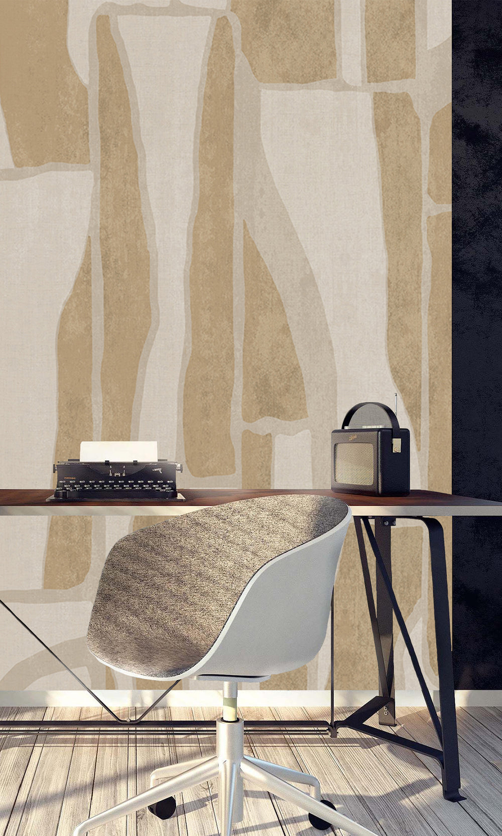 Taupe Abstract Geometric Collage Murals M2661 - Sample