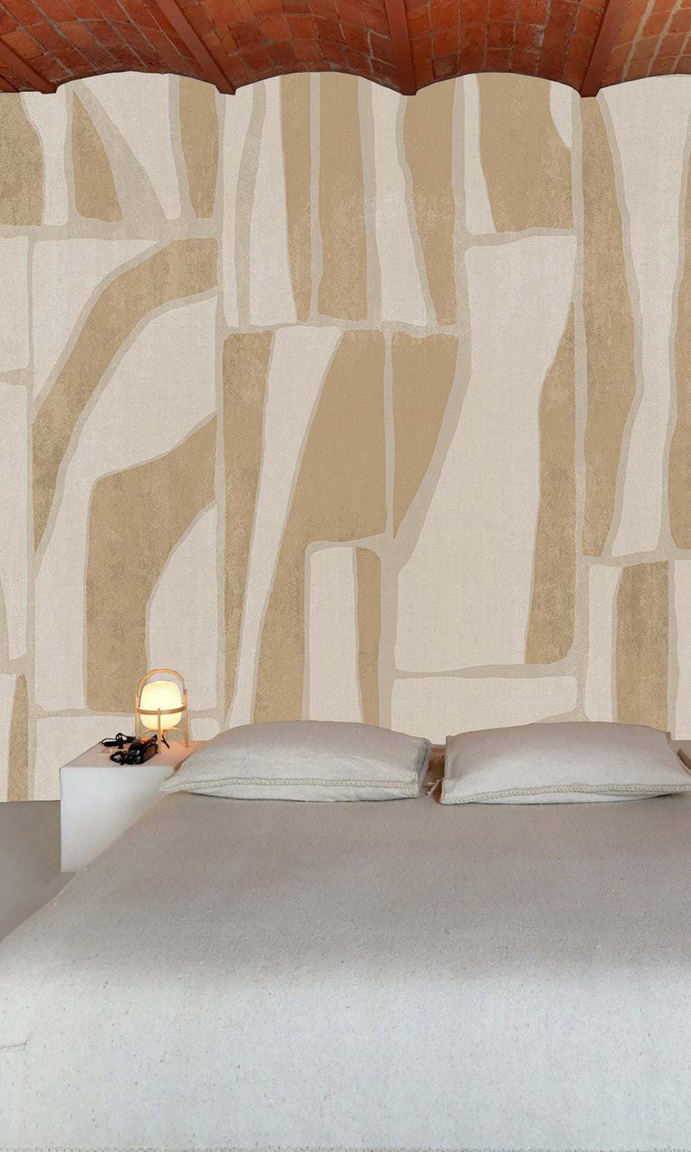 Taupe Abstract Geometric Collage Murals M2661 - Sample