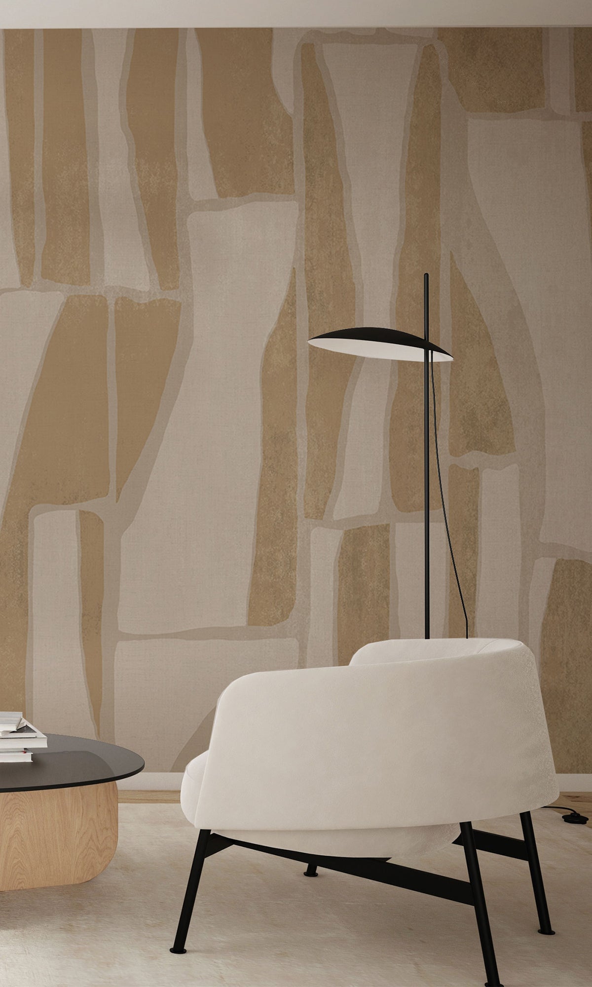 Taupe Abstract Geometric Collage Murals M2661