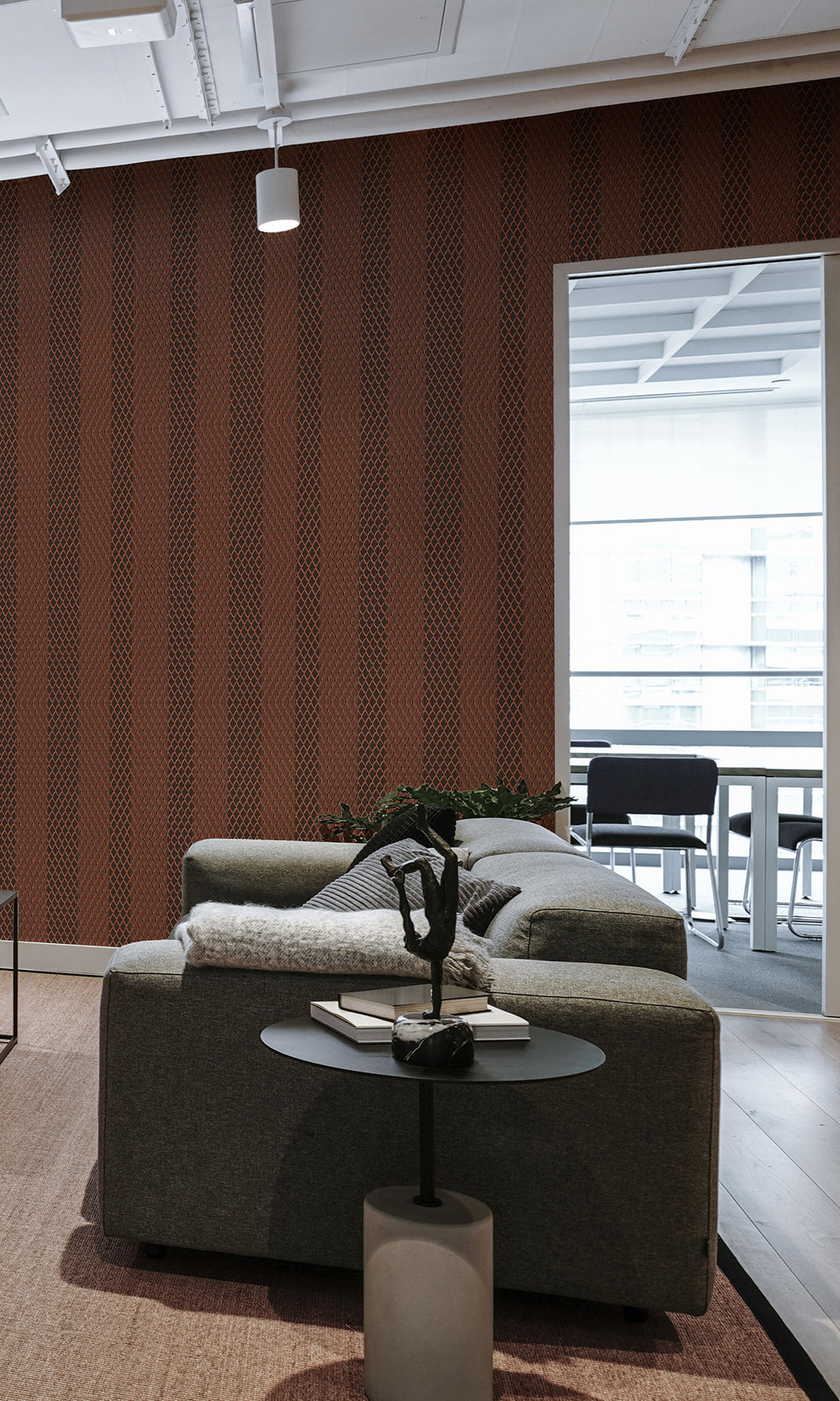 Brown Striped Diamond Lattice Murals M2650 - Sample