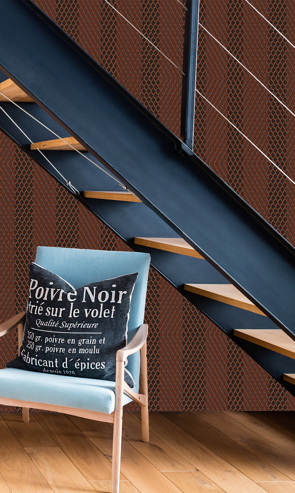 Brown Striped Diamond Lattice Murals M2650 - Sample