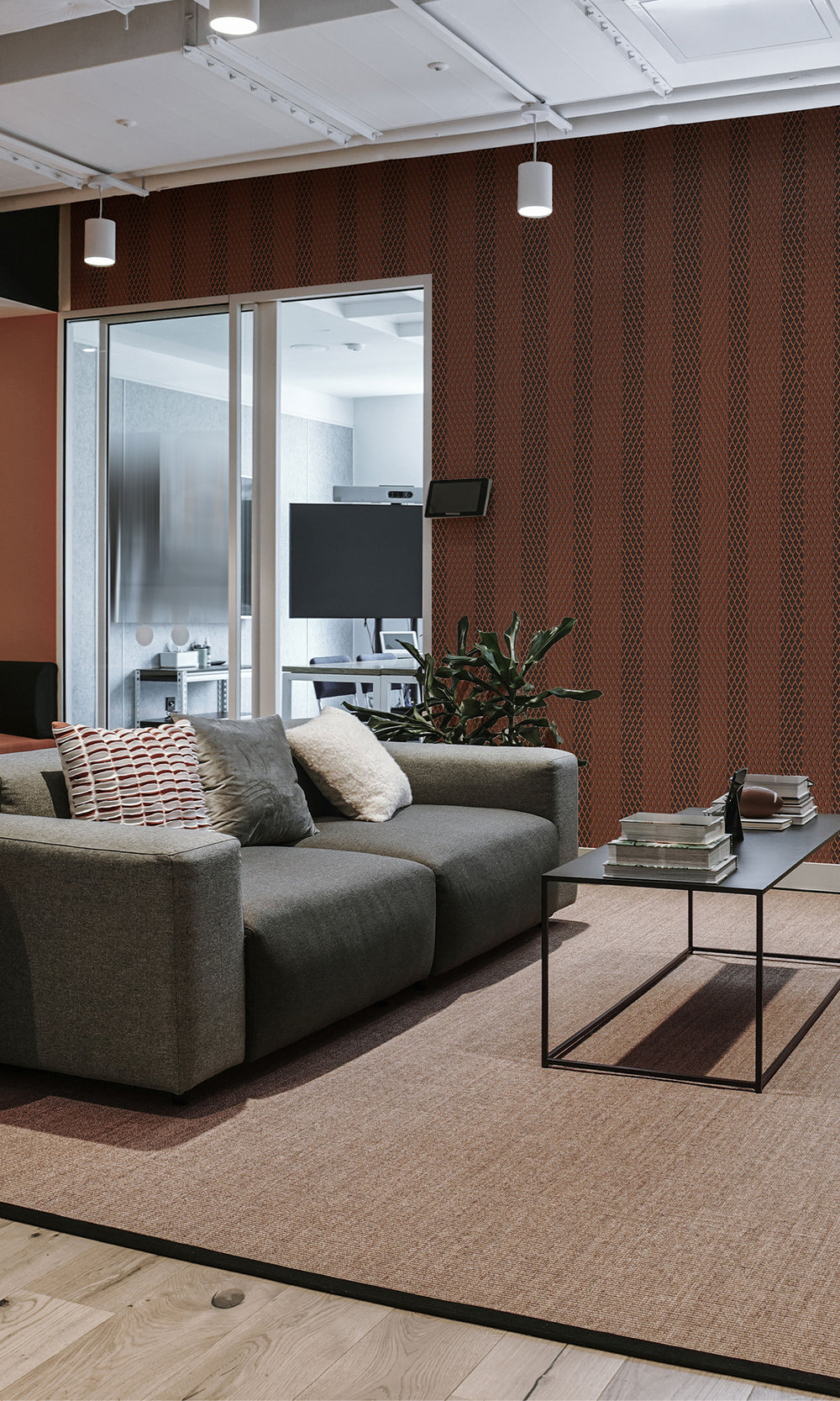 Brown Striped Diamond Lattice Murals M2650 - Sample