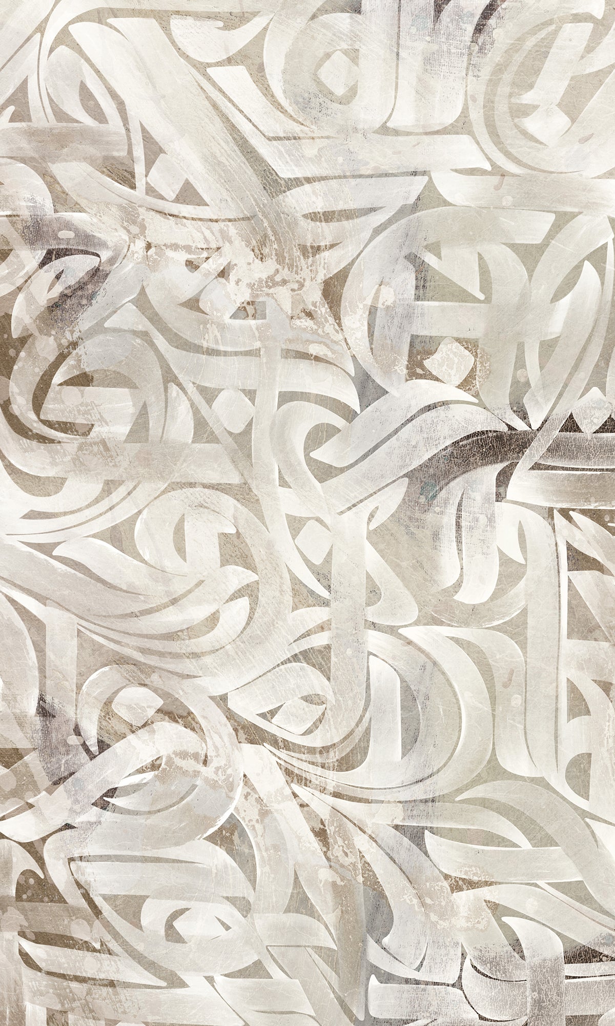 Gray Vintage Swirling Ribbons Murals M2648 - Sample