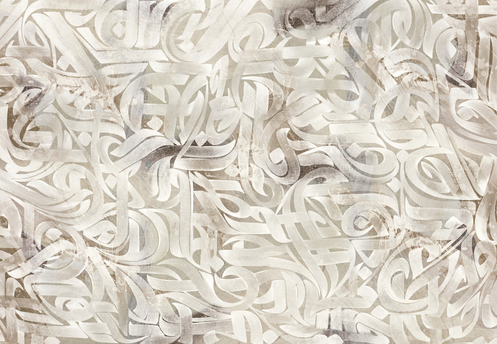 Gray Vintage Swirling Ribbons Murals M2648 - Sample