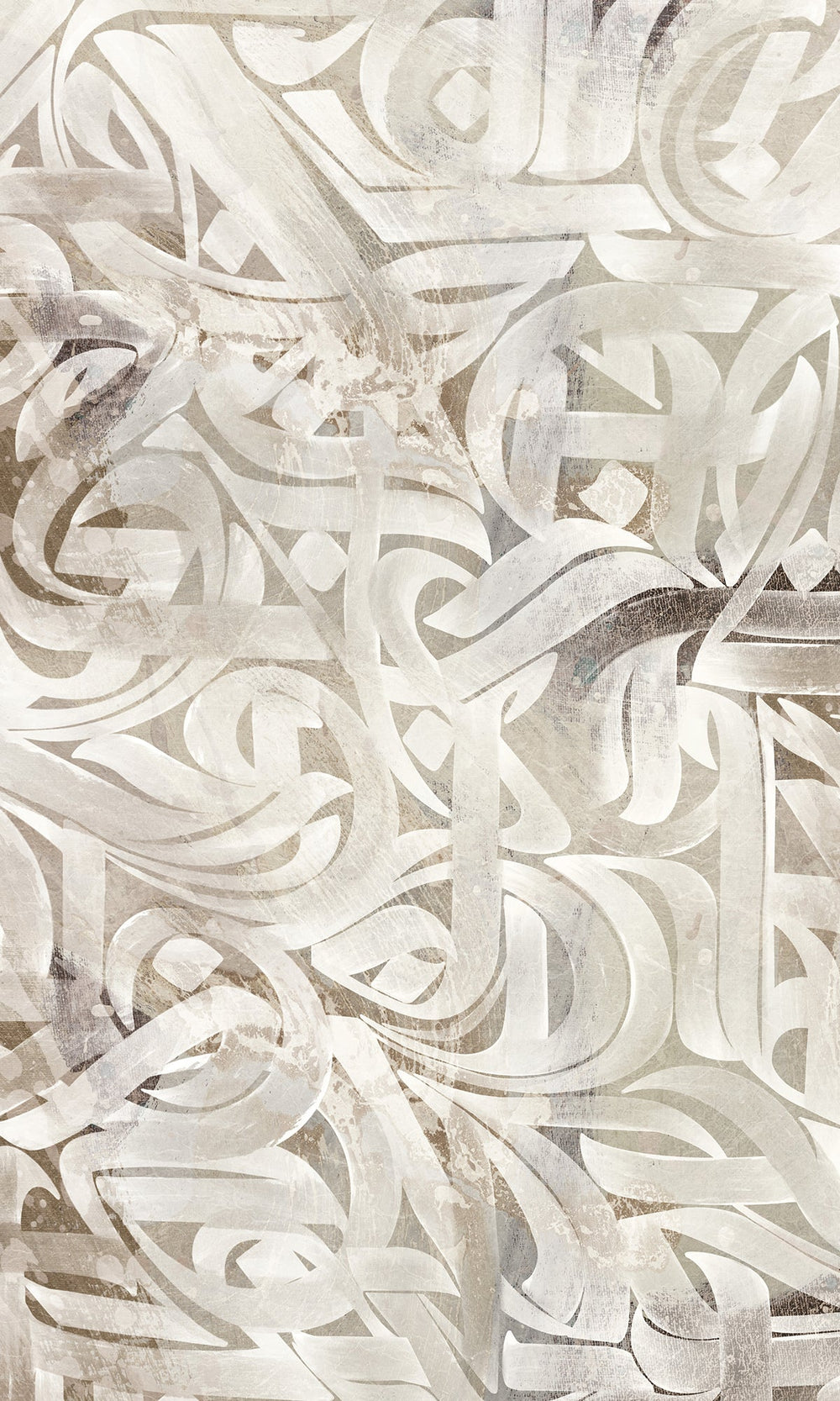 Gray Vintage Swirling Ribbons Murals M2648 - Sample