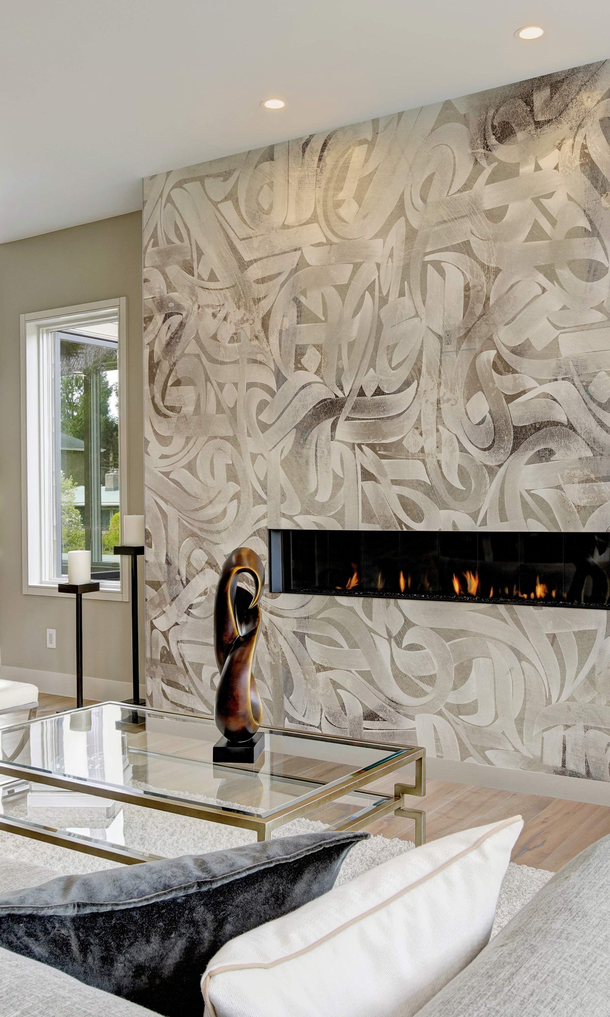 Gray Vintage Swirling Ribbons Murals M2648