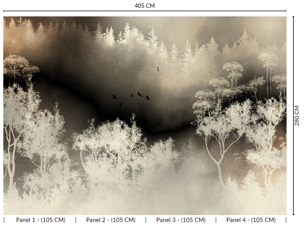 Gold Forest Silhouette Wall Mural M2635