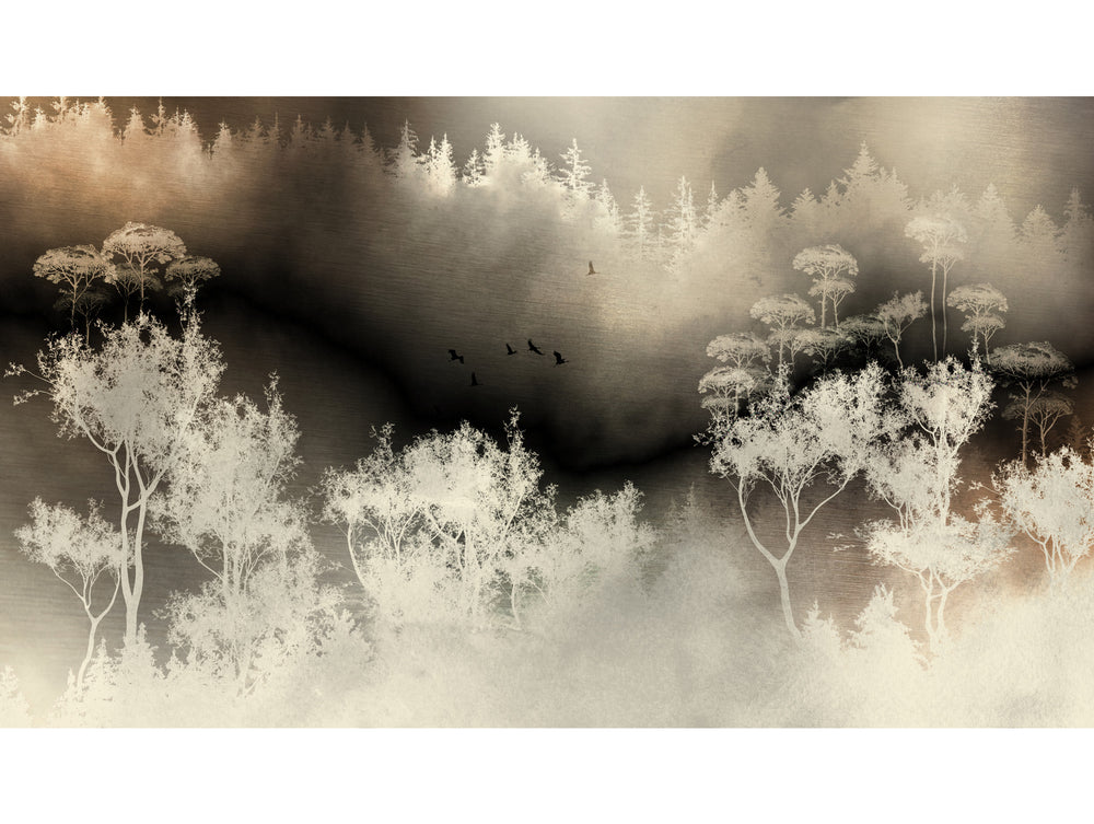 Gold Forest Silhouette Wall Mural M2635