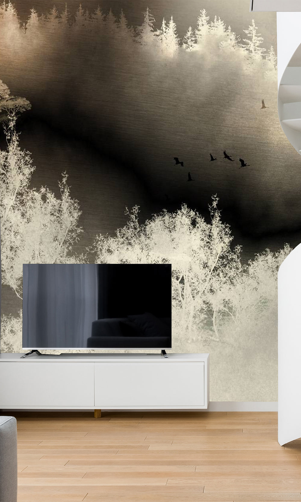 Gold Forest Silhouette Wall Mural M2635