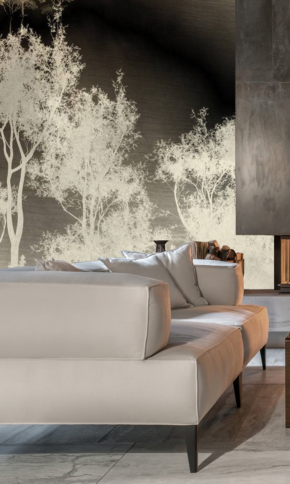Gold Forest Silhouette Wall Mural M2635