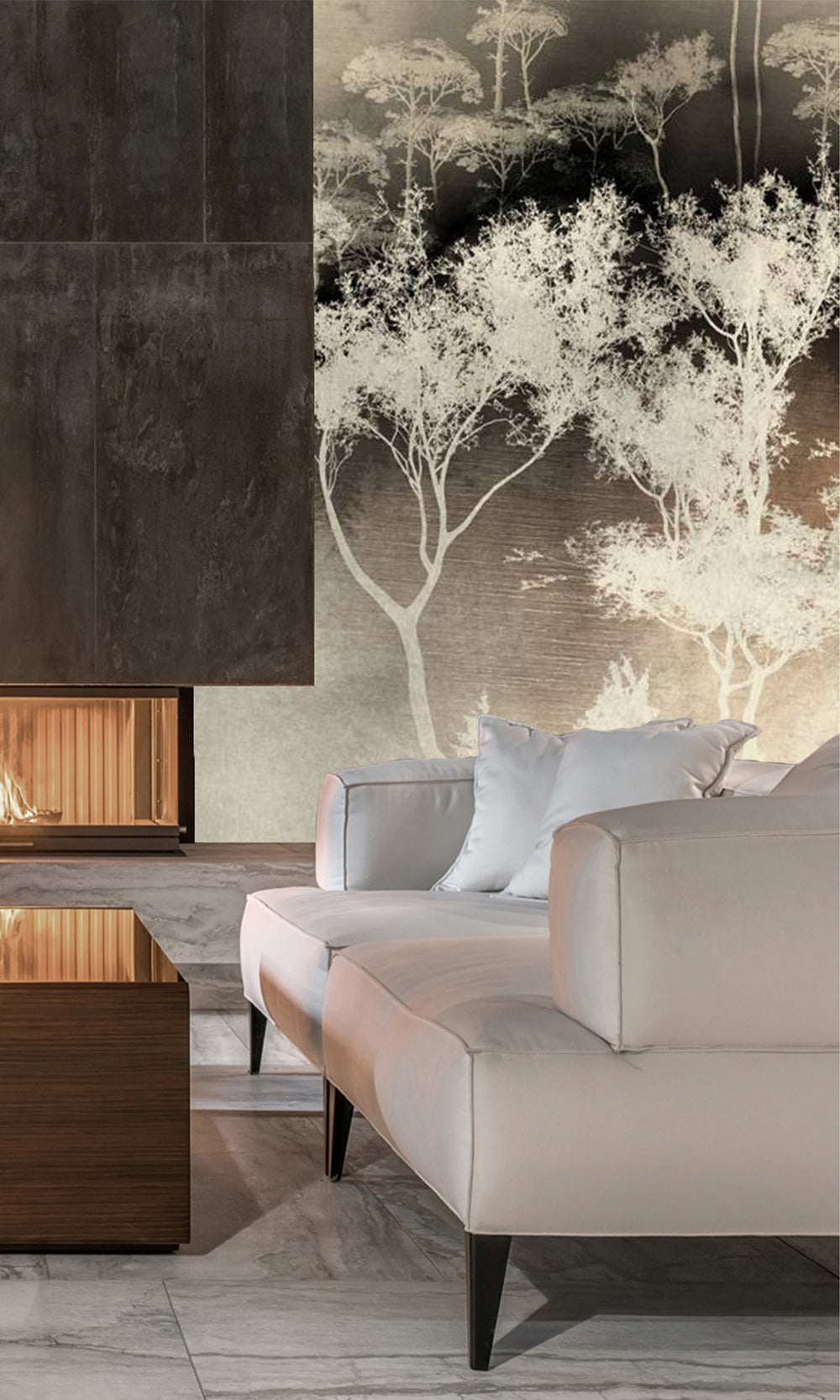 Gold Forest Silhouette Wall Mural M2635