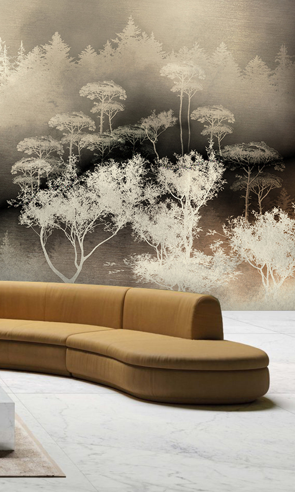 Gold Forest Silhouette Wall Mural M2635