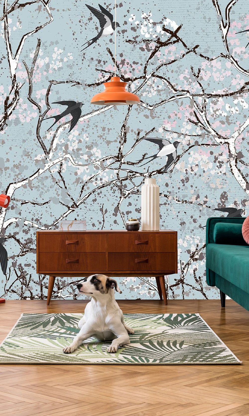 Blue Birds on Trees Murals M2642 - Sample