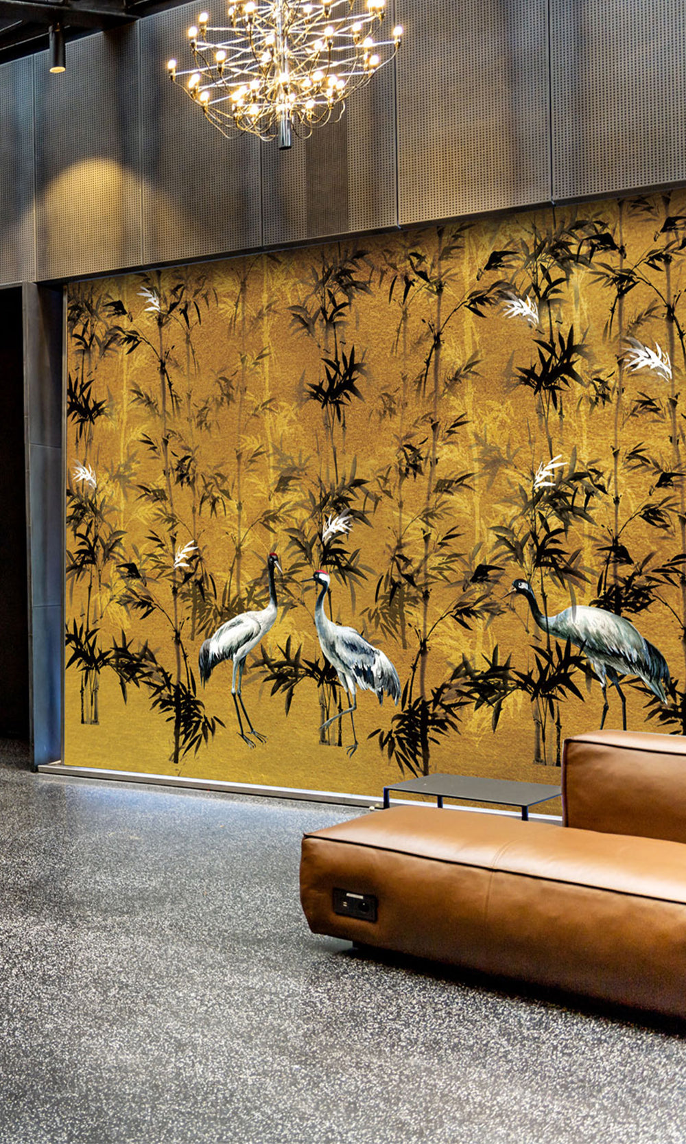Gold Cranes in Bamboo Forest Murals M2638