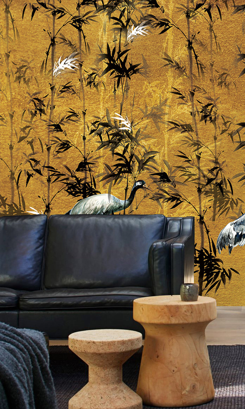 Gold Cranes in Bamboo Forest Murals M2638