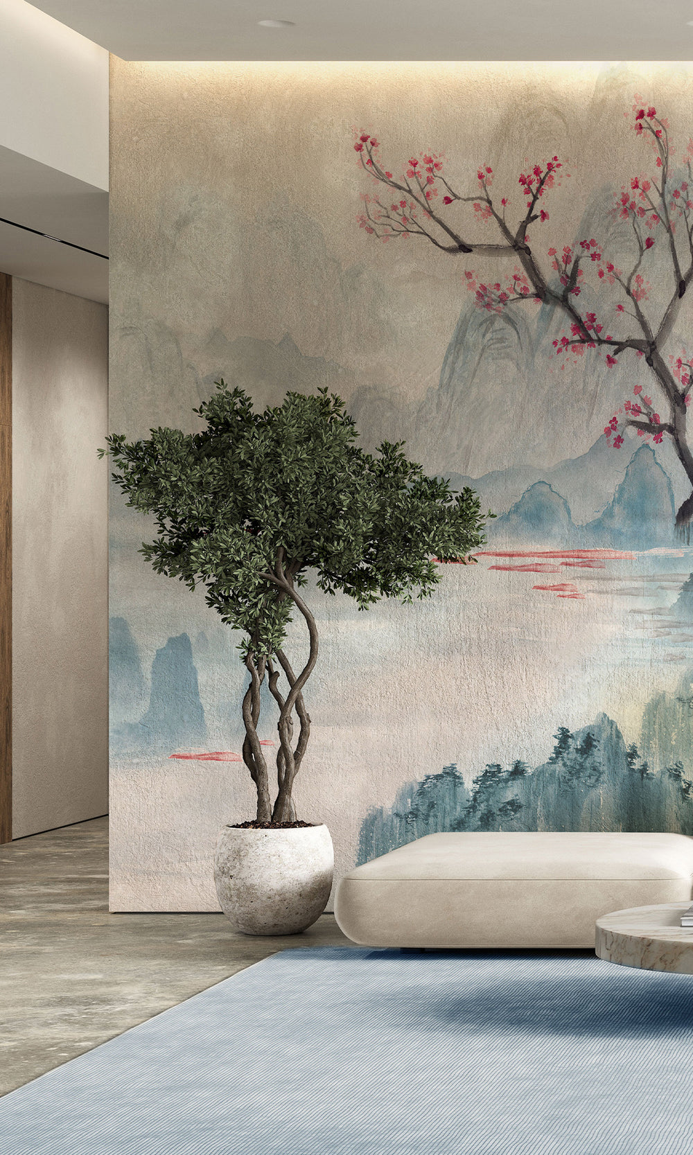 Pink Cherry Blossoms in the Lake Murals M2664 - sample