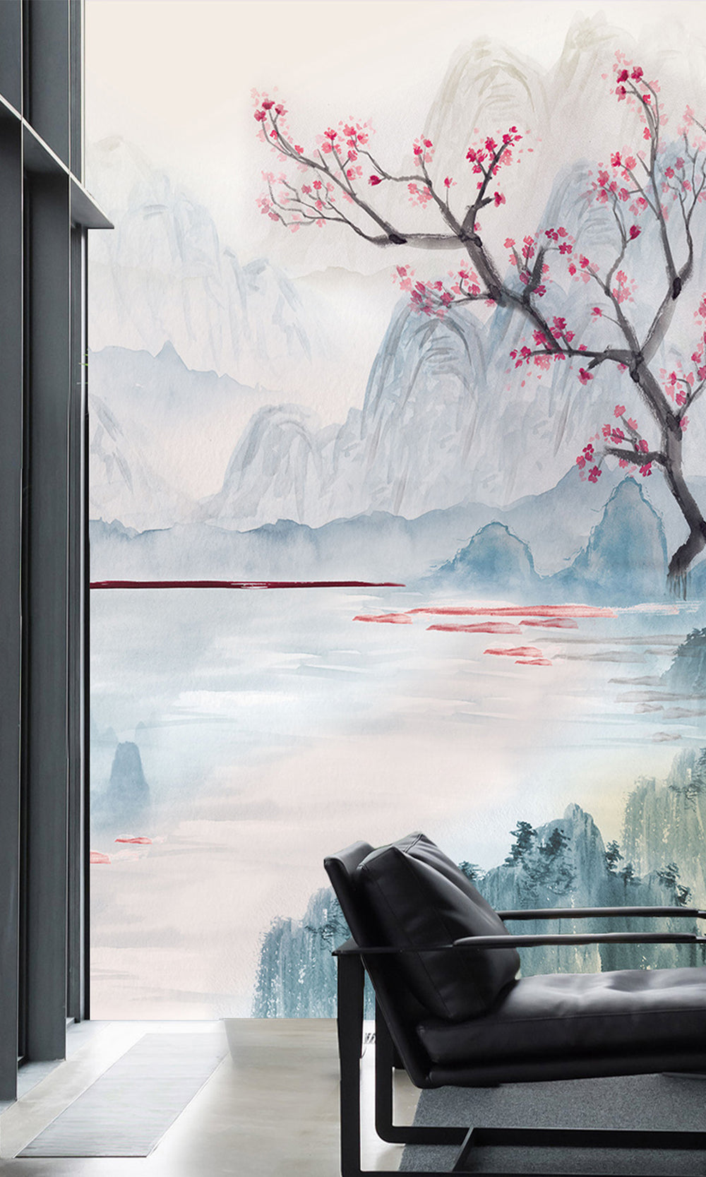 Pink Cherry Blossoms in the Lake Murals M2664 - sample