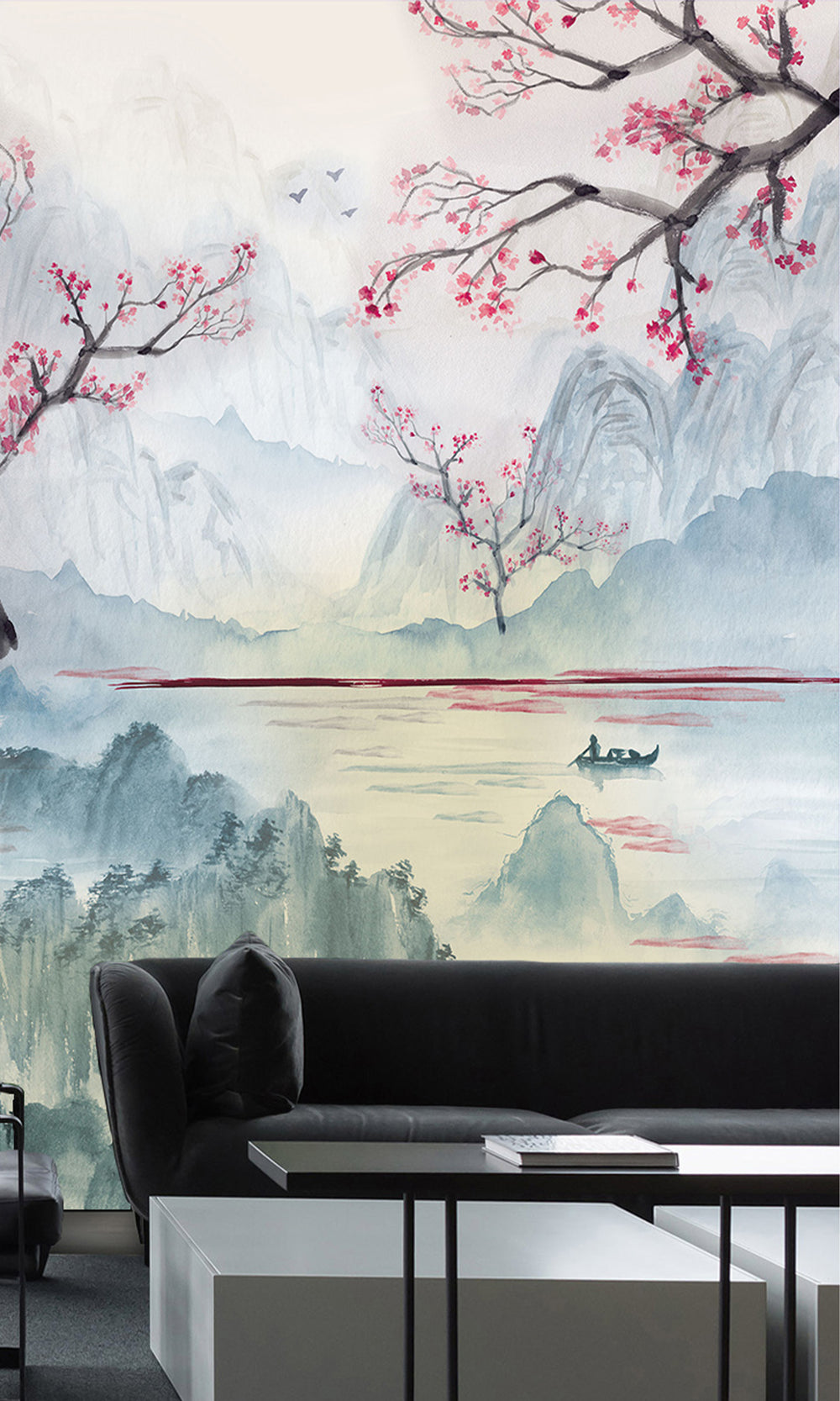 Pink Cherry Blossoms in the Lake Murals M2664 - sample