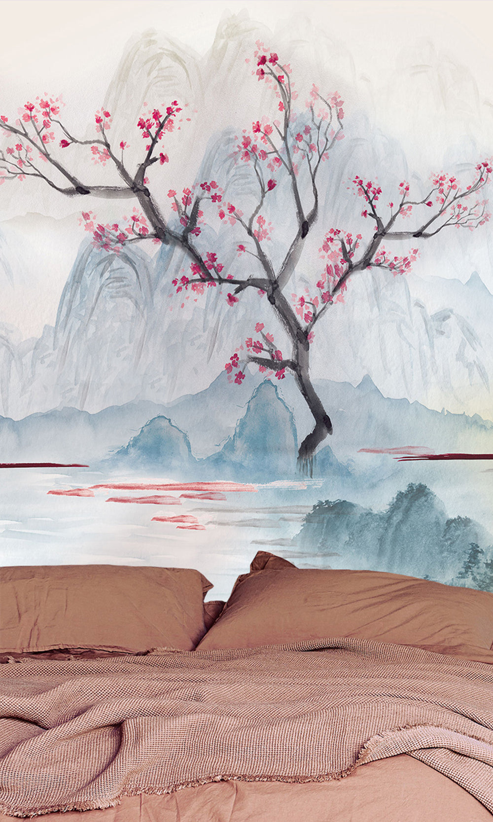 Pink Cherry Blossoms in the Lake Murals M2664 - sample