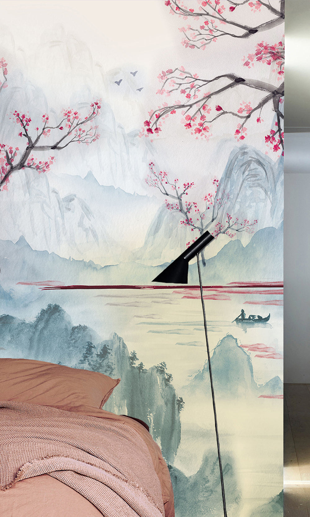 Pink Cherry Blossoms in the Lake Murals M2664 - sample