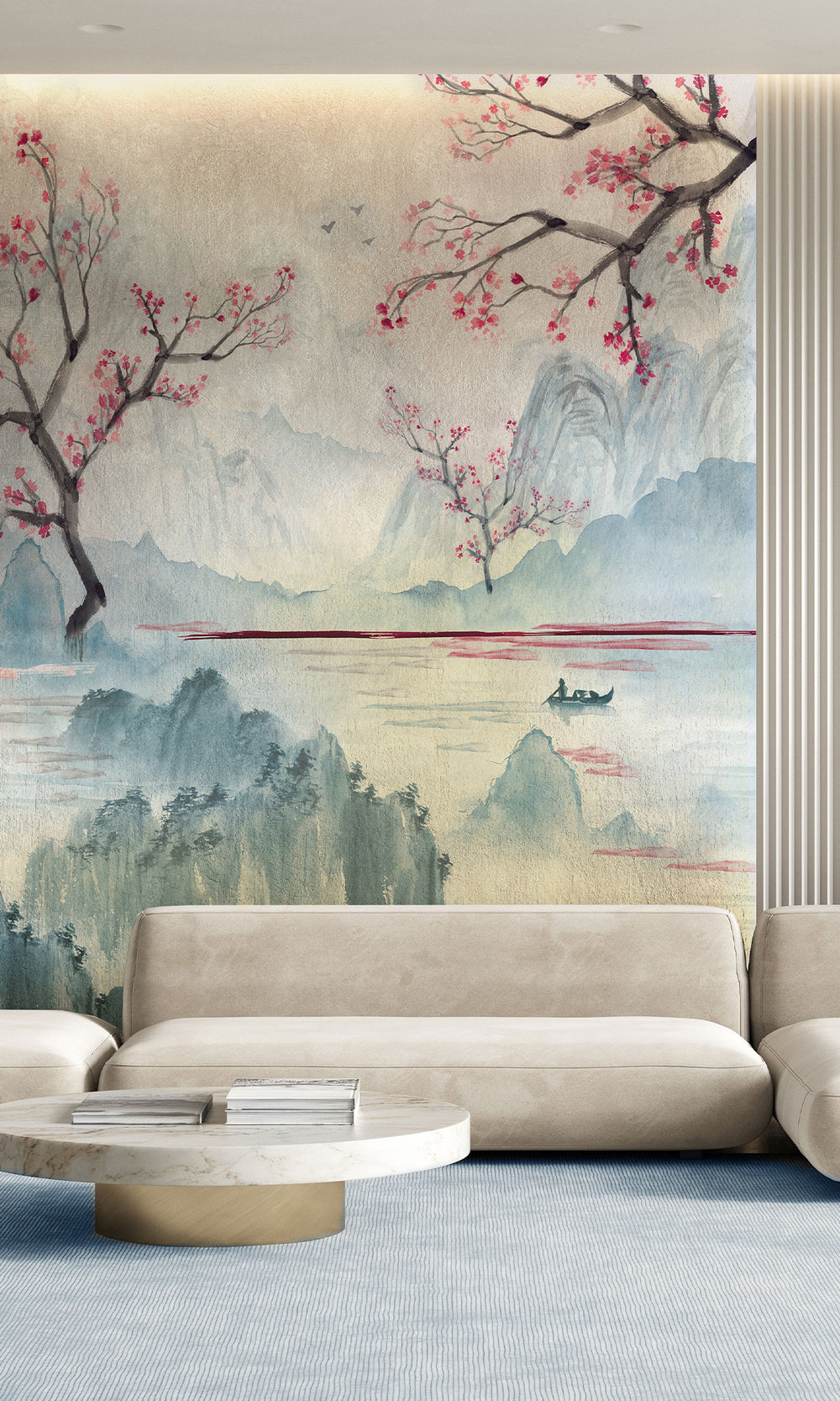 Pink Cherry Blossoms in the Lake Murals M2664 - sample