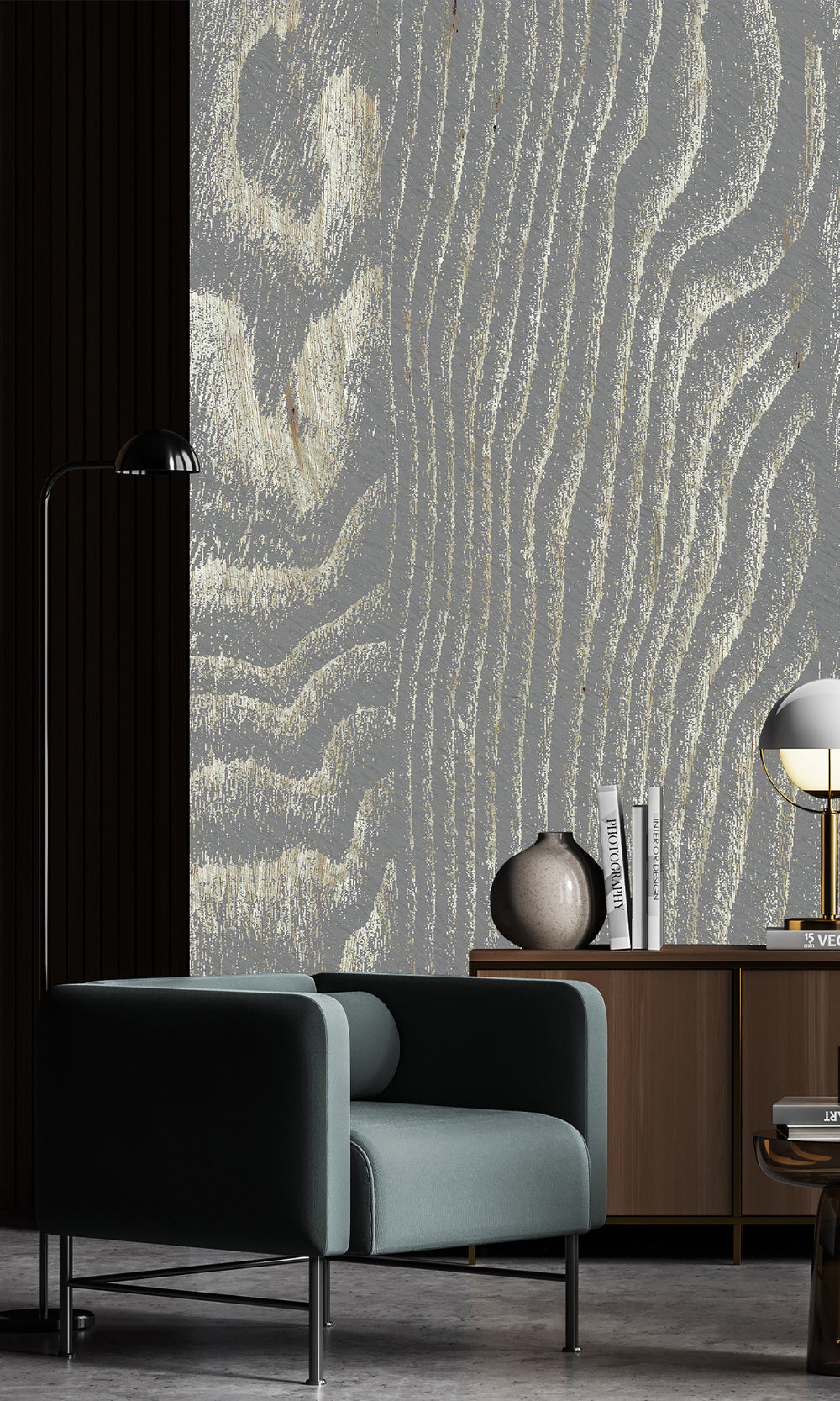 Gray Abstract Tree Bark Wall Mural M2646
