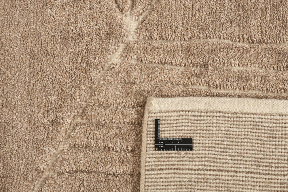 Brown Geometric Fields Hand Knotted Rectangular Luxury Rugs