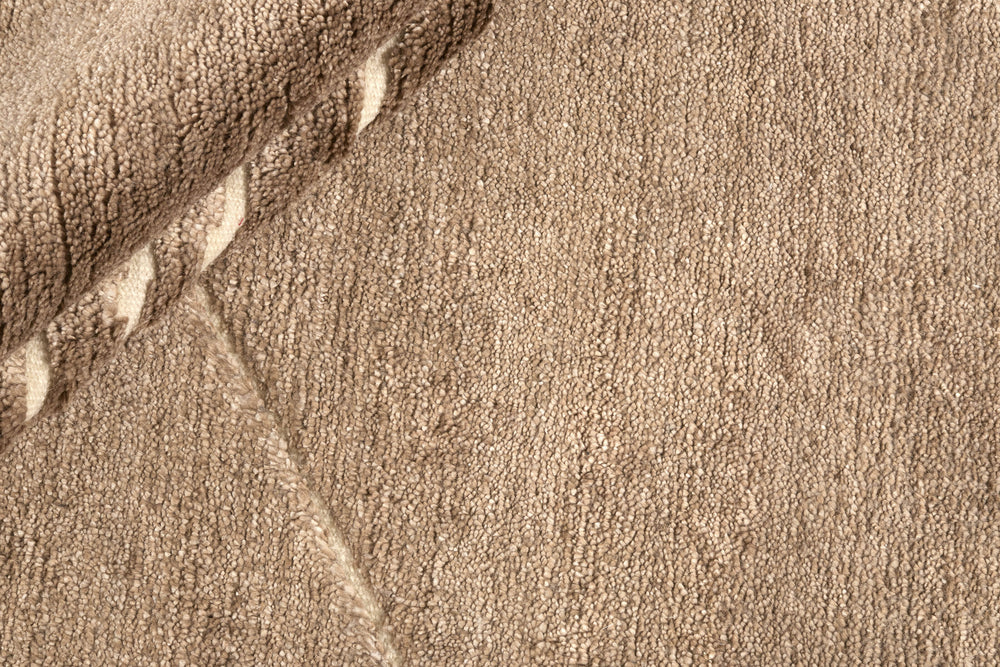 Brown Geometric Fields Hand Knotted Rectangular Luxury Rugs