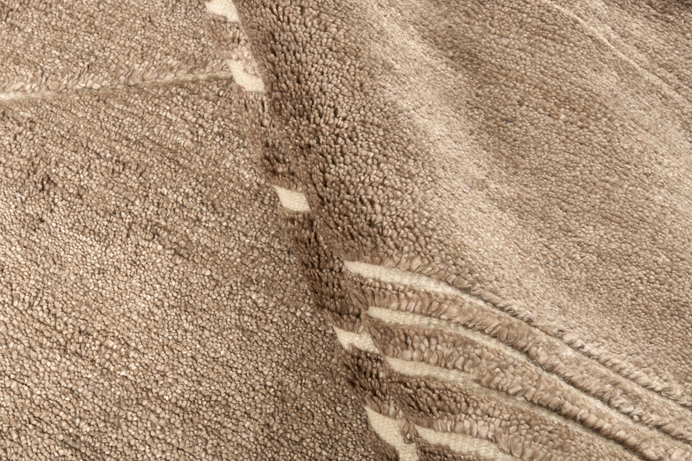 Brown Geometric Fields Hand Knotted Rectangular Luxury Rugs
