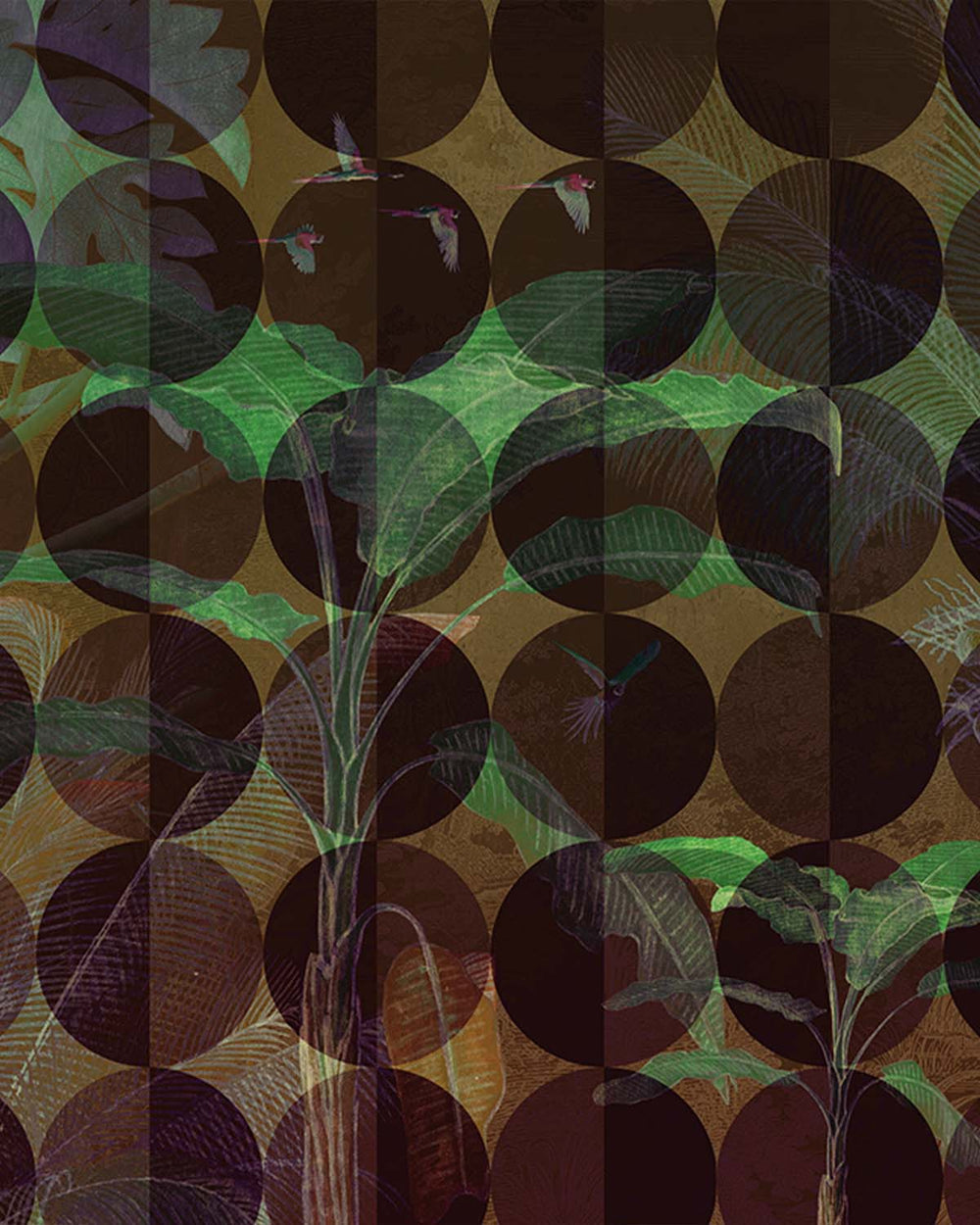 Green Circular Nature Wall Mural M9464