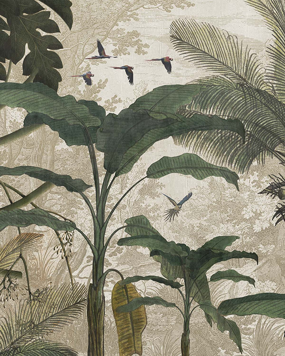 Green Tropical Illustration Digital Wallpaper M9484
