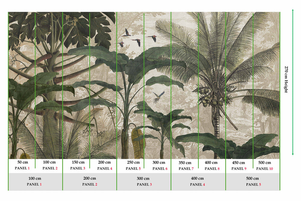 Green Tropical Illustration Digital Wallpaper M9484