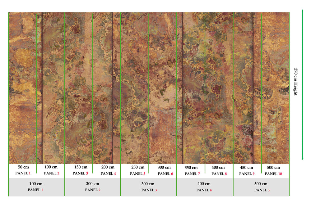 Textured surface with green measurement lines and labels on a white background