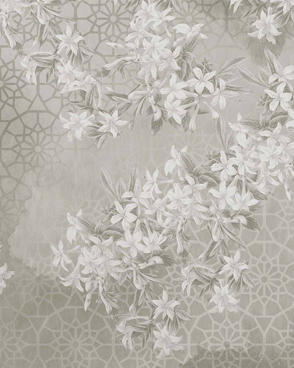 Beige Geometric Floral Collage M9500