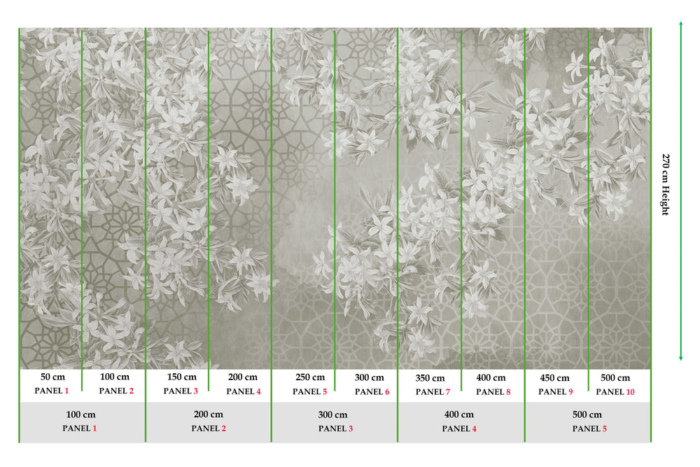 Beige Geometric Floral Collage M9500