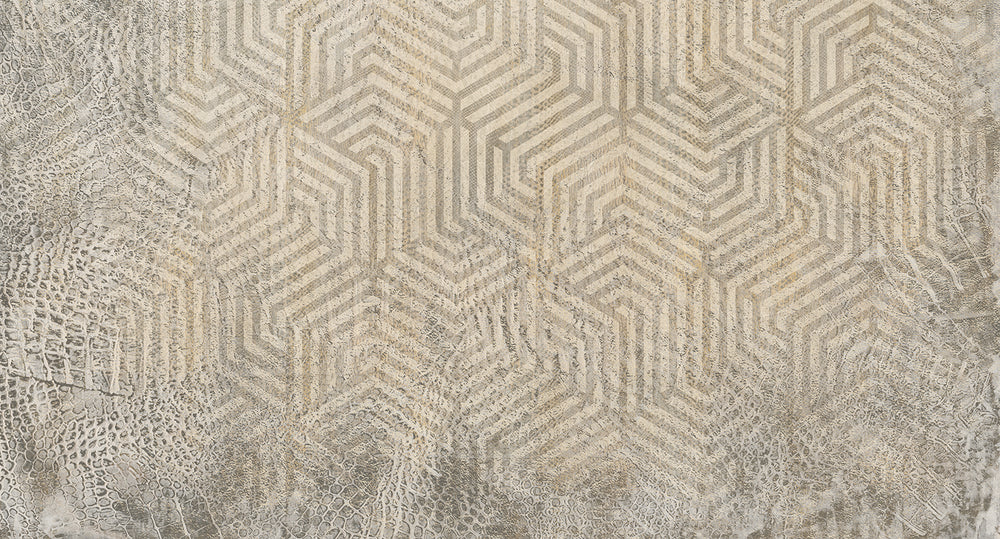Beige Geometric Reptile Skin Wall Mural M9514