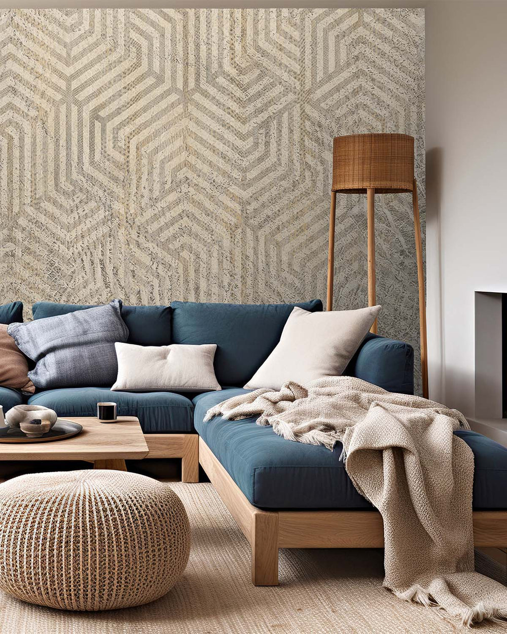 Beige Geometric Reptile Skin Wall Mural M9514