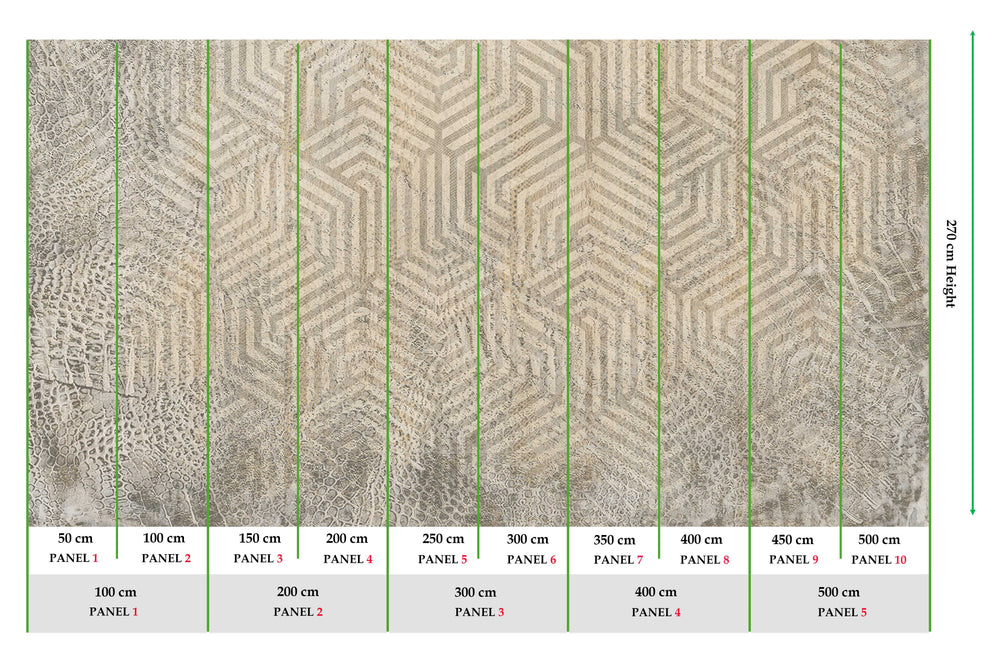 Beige Geometric Reptile Skin Wall Mural M9514
