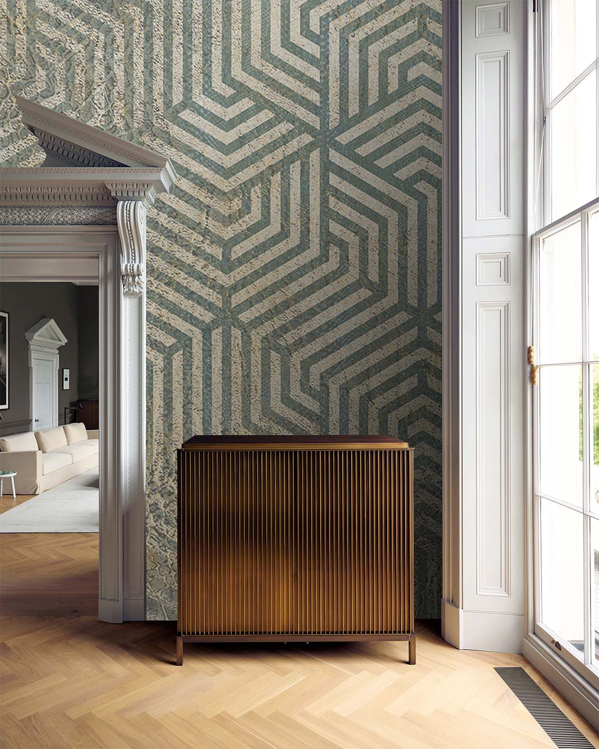 Grey Geometric Reptile Skin Wall Mural M9515