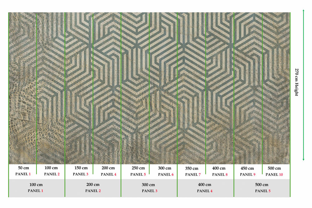 Grey Geometric Reptile Skin Wall Mural M9515