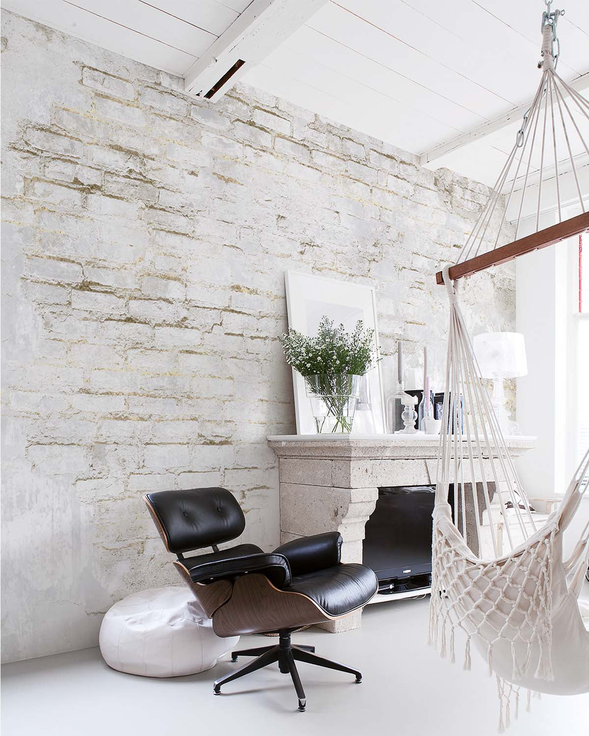 White Metallic Brick Wall Wall Mural M9532
