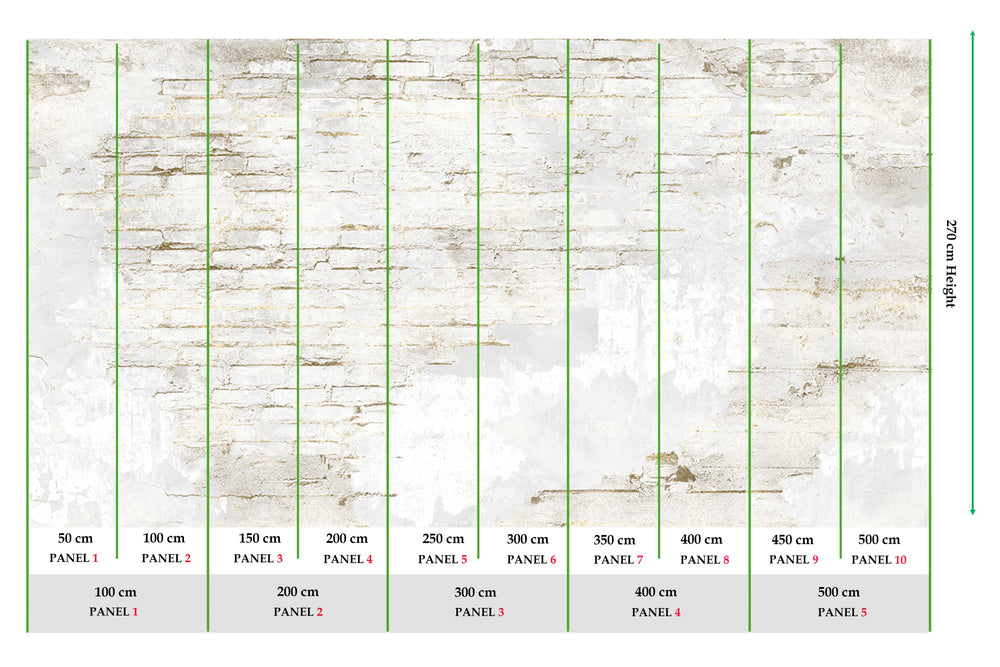 White Metallic Brick Wall Wall Mural M9532