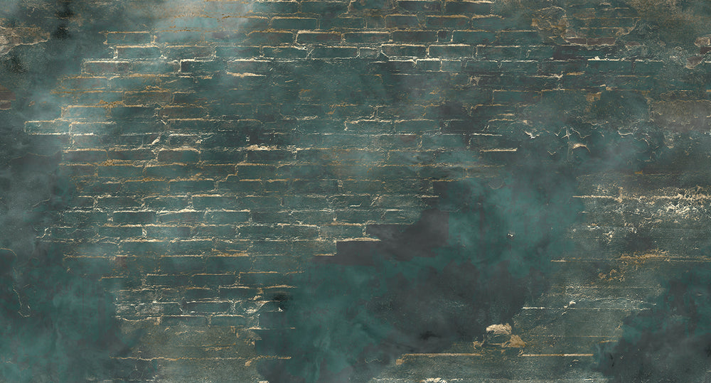 Blue Metallic Brick Wall Wall Mural M9533