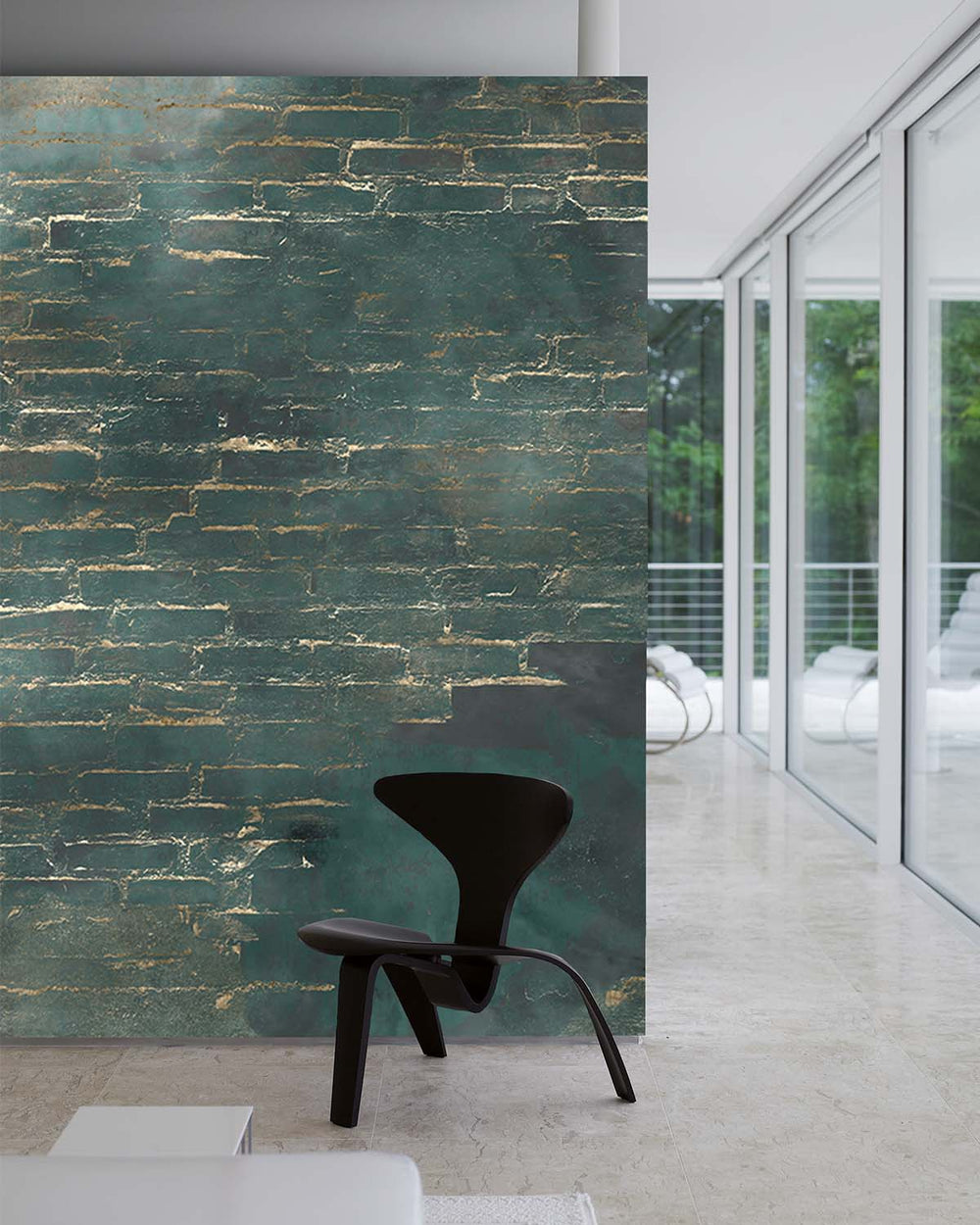 Blue Metallic Brick Wall Wall Mural M9533