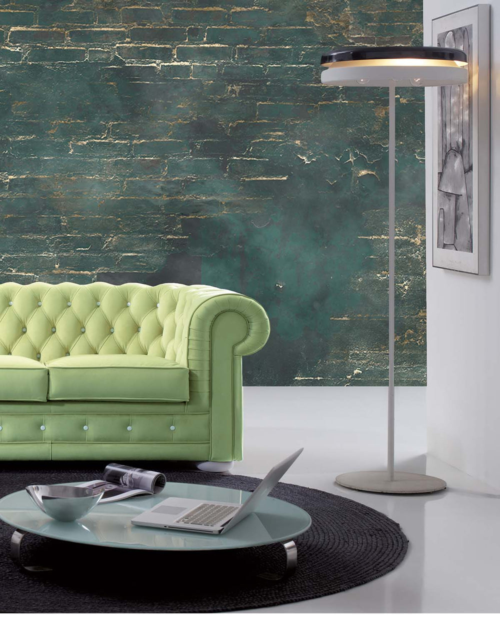 Blue Metallic Brick Wall Wall Mural M9533